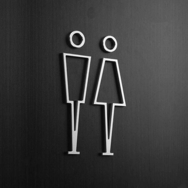 Luxury Matt Surface Metal Toilet Sign, Washroom Sign, Bathroom Sign, Restroom Sign