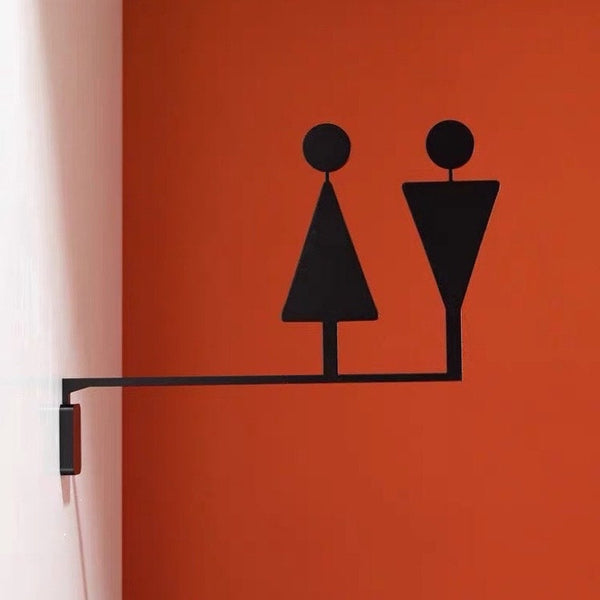 Luxury Matt Surface Side Mount Washroom Sign, Bathroom Sign, Restroom Sign, Toilet Sign