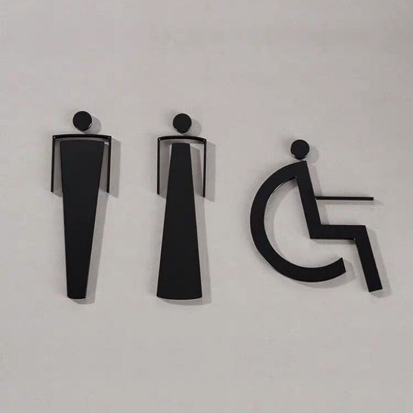 Luxury Matt Surface Metal Washroom Sign, Bathroom Sign, Restroom Sign, Toilet Sign, Disabled Sign, Handicapped Sign