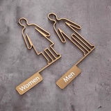 Luxury Matt Surface Side Mount Washroom Sign, Bathroom Sign, Restroom Sign, Toilet Sign, Disabled Sign