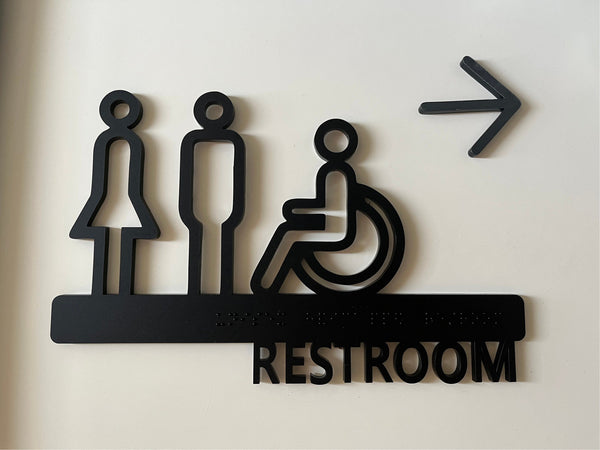 Custom Acrylic Washroom Sign, Bathroom Sign, Restroom Sign, Toilet Sign, Disabled Sign, Braille Sign