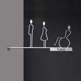 Modern Aluminum Washroom Sign, Side Mount Toilet Restroom Sign