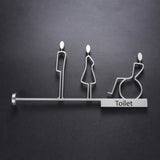 Modern Aluminum Washroom Sign, Side Mount Toilet Restroom Sign