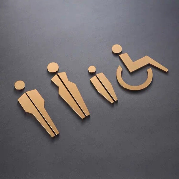 Luxury Matt Surface Metal Washroom Sign, Bathroom Sign, Restroom Sign, Toilet Sign, Disabled Sign, Baby Changing Sign