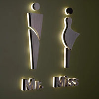 Luxury Custom Washroom, Toilet, Restroom Metal Backlit Sign, Illuminated Logo Sign, light box, Custom LED Sign