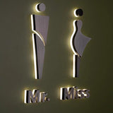 Luxury Custom Washroom, Toilet, Restroom Metal Backlit Sign, Illuminated Logo Sign, light box, Custom LED Sign