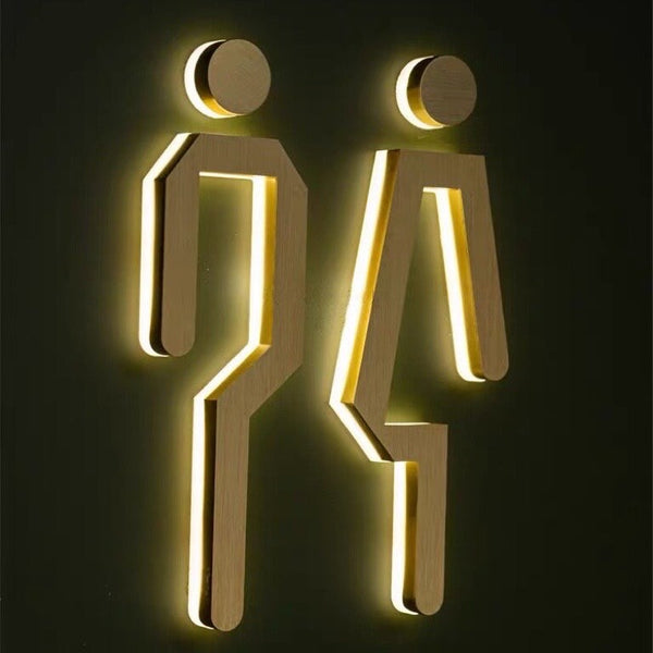 Luxury Custom Washroom, Toilet, Restroom Metal Backlit Sign, Illuminated Logo Sign, light box, Custom LED Sign