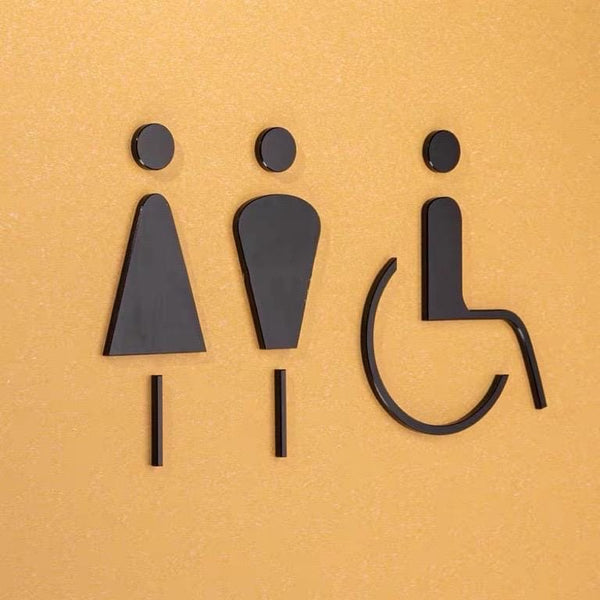 Luxury Matt Surface Metal Washroom Sign, Bathroom Sign, Restroom Sign, Toilet Sign, Disabled Sign, Handicapped Sign