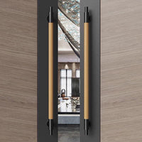 Luxury Stainless Steel & Wood Double Sided Door Pull Handles