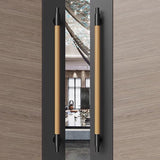 Luxury Stainless Steel & Wood Double Sided Door Pull Handles