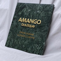 Luxury Green Marble Sign with brass letters
