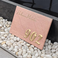 Luxury Pink Marble Sign with brass letters