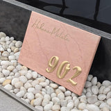 Luxury Pink Marble Sign with brass letters