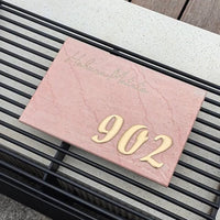 Luxury Pink Marble Sign with brass letters