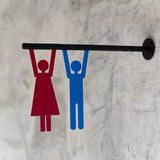 Custom Colorful Stainless Steel Signage, Side Mount Washroom, Bathroom Restroom, Toilet Sign