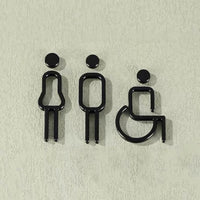 Luxury Matt Surface Metal Washroom Sign, Bathroom Sign, Restroom Sign, Toilet Sign, Disabled Sign, Handicapped Sign, Braille Sign