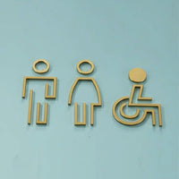 Luxury Matt Surface Metal Washroom Sign, Bathroom Sign, Restroom Sign, Toilet Sign, Disabled Sign, Handicapped Sign, Braille Sign