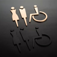 Luxury Matt Surface Metal Washroom Sign, Bathroom Sign, Restroom Sign, Toilet Sign, Handicapped Sign