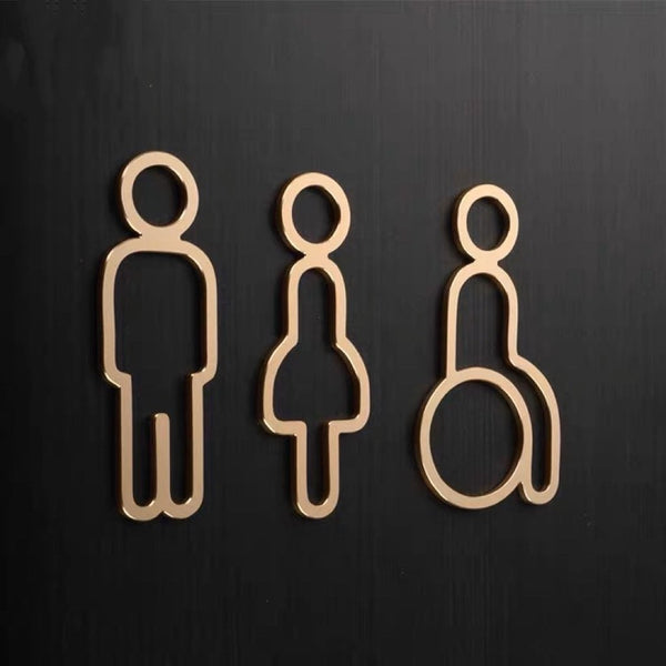 Luxury Matt Surface Metal Washroom Sign, Bathroom Sign, Restroom Sign, Toilet Sign, Handicapped Sign