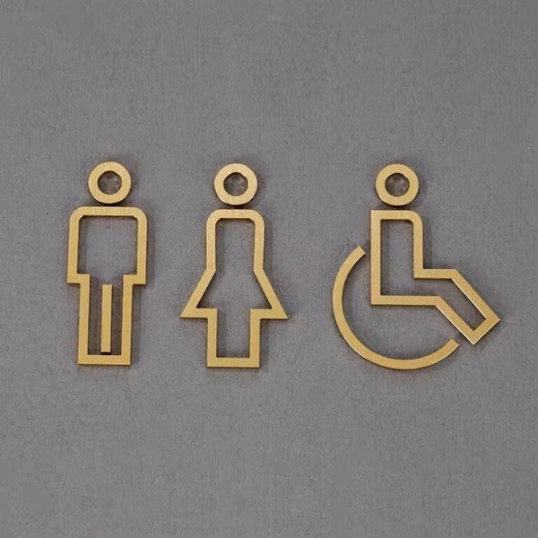 Luxury Matt Surface Metal Washroom Sign, Bathroom Sign, Restroom Sign, Toilet Sign, Disabled Sign, Handicapped Sign