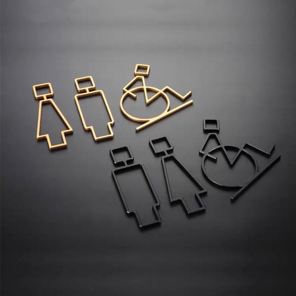 Luxury Matt Surface Metal Washroom Sign, Bathroom Sign, Restroom Sign, Toilet Sign, Disabled Sign, Handicapped Sign