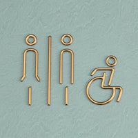 Deluxe Brass Washroom Sign, Bathroom Sign, Restroom Sign, Toilet Sign, Disabled Sign, Handicapped Sign