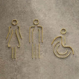 Deluxe Brass Washroom Sign, Bathroom Sign, Restroom Sign, Toilet Sign, Disabled Sign, Handicapped Sign