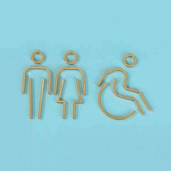 Luxury Matt Surface Metal Washroom Sign, Bathroom Sign, Restroom Sign, Toilet Sign, Disabled Sign, Handicapped Sign