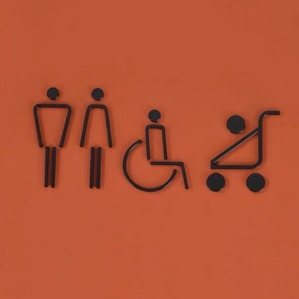 Luxury Matt Surface Metal Washroom Sign, Bathroom Sign, Restroom Sign, Toilet Sign, Disabled Sign, Baby Changing Sign