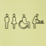 Luxury Matt Surface Metal Washroom Sign, Bathroom Sign, Restroom Sign, Toilet Sign, Handicapped Sign, Baby Changing Sign