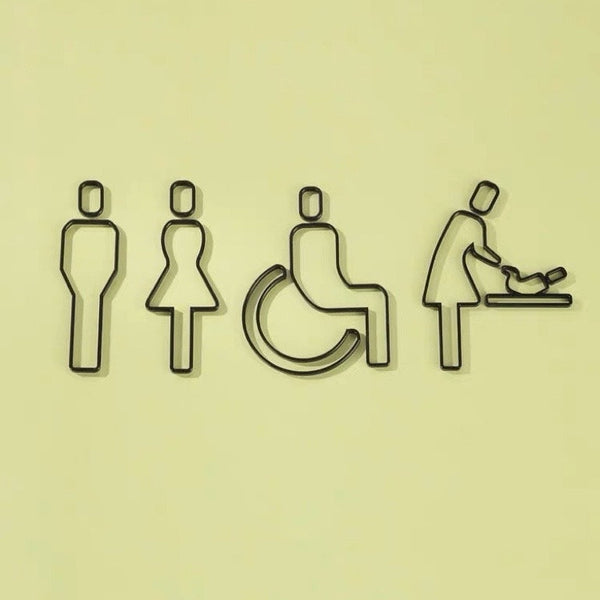 Luxury Matt Surface Metal Washroom Sign, Bathroom Sign, Restroom Sign, Toilet Sign, Handicapped Sign, Baby Changing Sign