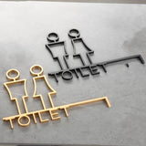 Luxury Matt Surface Side Mount Washroom Sign, Bathroom Sign, Restroom Sign, Toilet Sign