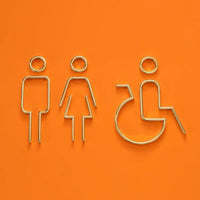 Deluxe Brass Washroom Sign, Bathroom Sign, Restroom Sign, Toilet Sign, Disabled Sign, Handicapped Sign