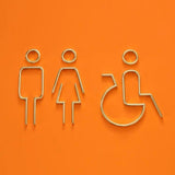 Deluxe Brass Washroom Sign, Bathroom Sign, Restroom Sign, Toilet Sign, Disabled Sign, Handicapped Sign