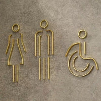 Deluxe Brass Washroom Sign, Bathroom Sign, Restroom Sign, Toilet Sign, Disabled Sign, Handicapped Sign