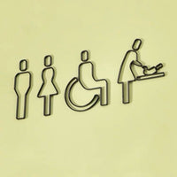 Luxury Matt Surface Metal Washroom Sign, Bathroom Sign, Restroom Sign, Toilet Sign, Handicapped Sign, Baby Changing Sign