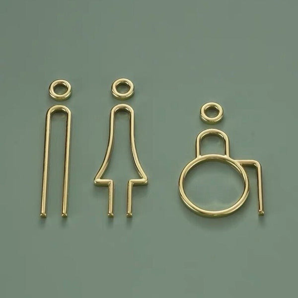 Deluxe Brass Washroom Sign, Bathroom Sign, Restroom Sign, Toilet Sign, Disabled Sign, Handicapped Sign