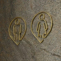 Deluxe Brass Washroom Sign, Bathroom Sign, Restroom Sign, Toilet Sign