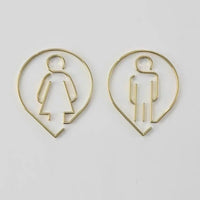 Deluxe Brass Washroom Sign, Bathroom Sign, Restroom Sign, Toilet Sign