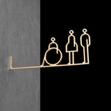 Luxury Matt Surface Side Mount Washroom Sign, Bathroom Sign, Restroom Sign, Toilet Sign