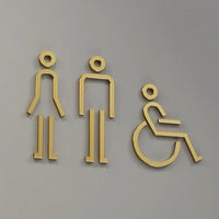 Luxury Matt Surface Metal Washroom Sign, Bathroom Sign, Restroom Sign, Toilet Sign, Disabled Sign, Handicapped Sign