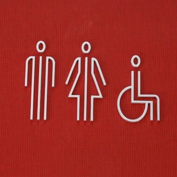 Luxury Matt Surface Metal Washroom Sign, Bathroom Sign, Restroom Sign, Toilet Sign, Disabled Sign, Handicapped Sign