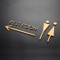 Luxury Matt Surface Metal Washroom Sign, Bathroom Sign, Restroom Sign, Toilet Sign