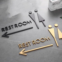 Luxury Matt Surface Metal Washroom Sign, Bathroom Sign, Restroom Sign, Toilet Sign