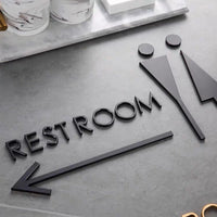 Luxury Matt Surface Metal Washroom Sign, Bathroom Sign, Restroom Sign, Toilet Sign