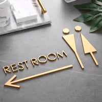 Luxury Matt Surface Metal Washroom Sign, Bathroom Sign, Restroom Sign, Toilet Sign