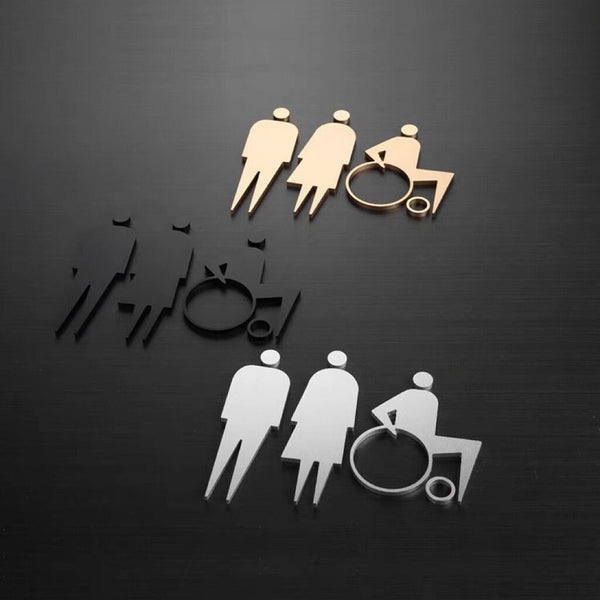 Luxury Matt Surface Metal Washroom Sign, Bathroom Sign, Restroom Sign, Toilet Sign, Disabled Sign, Handicapped Sign