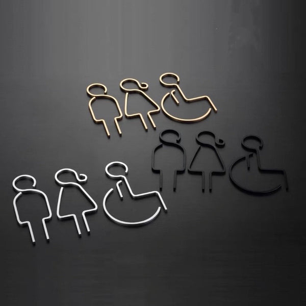 Luxury Matt Surface Metal Washroom Sign, Bathroom Sign, Restroom Sign, Toilet Sign, Disabled Sign, Handicapped Sign