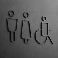 Luxury Matt Surface Metal Washroom Sign, Bathroom Sign, Restroom Sign, Toilet Sign, Disabled Sign, Handicapped Sign