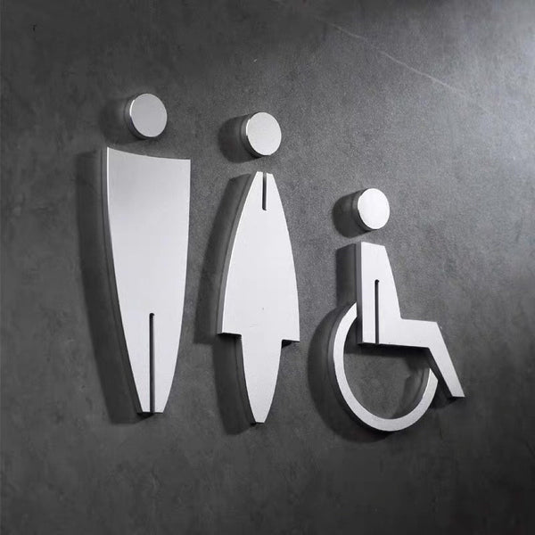 Luxury Matt Surface Metal Washroom Sign, Bathroom Sign, Restroom Sign, Toilet Sign, Disabled Sign, Handicapped Sign